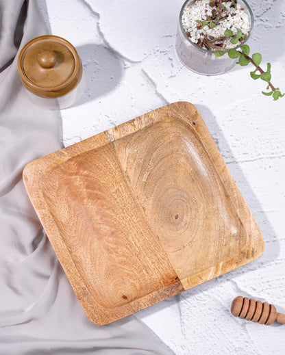 Fancy Golden Grove Square Wooden Platter | 8 x 8 inches