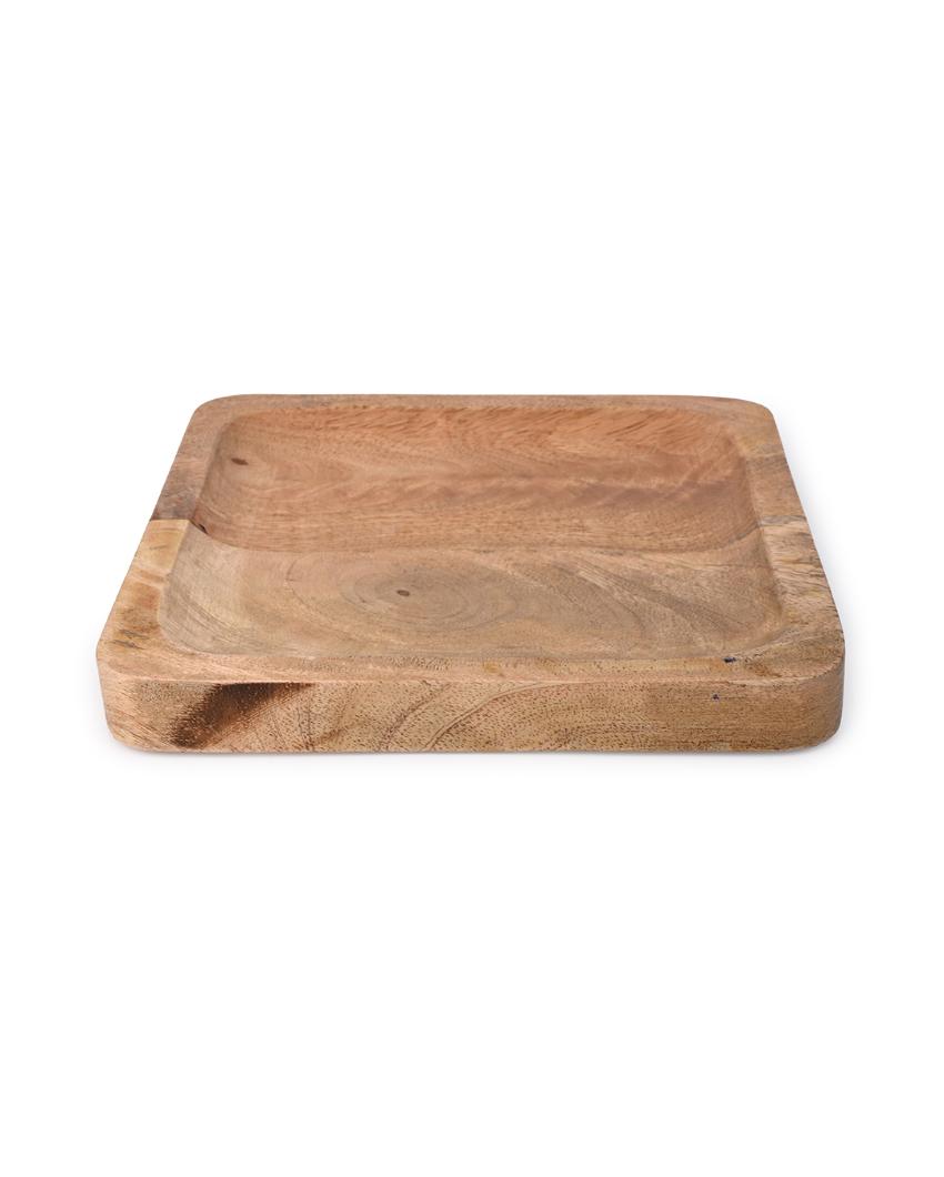 Fancy Golden Grove Square Wooden Platter | 8 x 8 inches