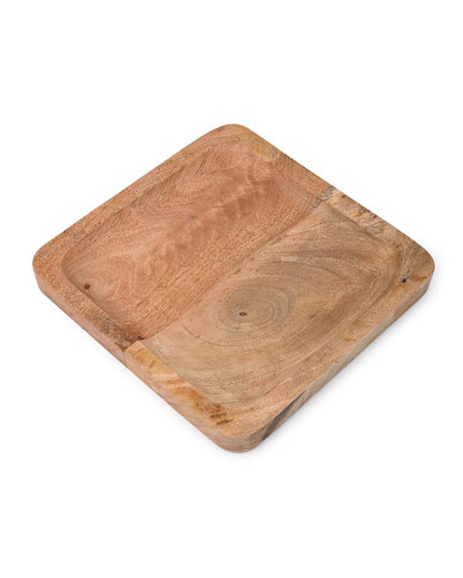 Fancy Golden Grove Square Wooden Platter | 8 x 8 inches