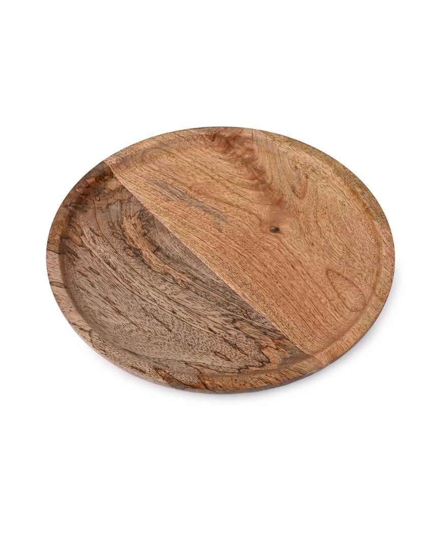 Stylish Golden Grove Round Wooden Platter | 9 inches