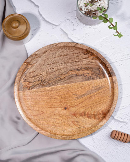 Modern Golden Grove Round Wooden Platter | 10 inches