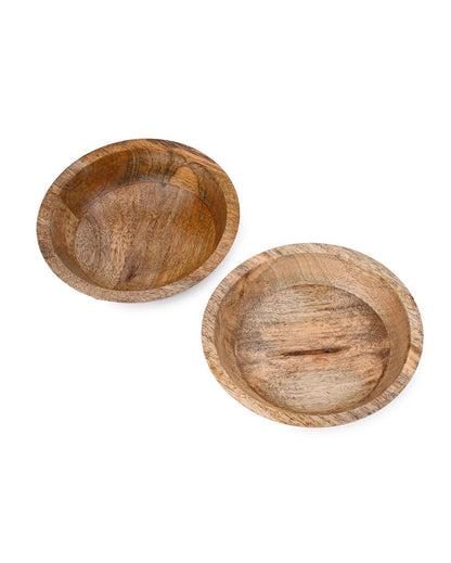 Posh Golden Grove Wooden Bowls | Set of 2 | 5 x 2 inches