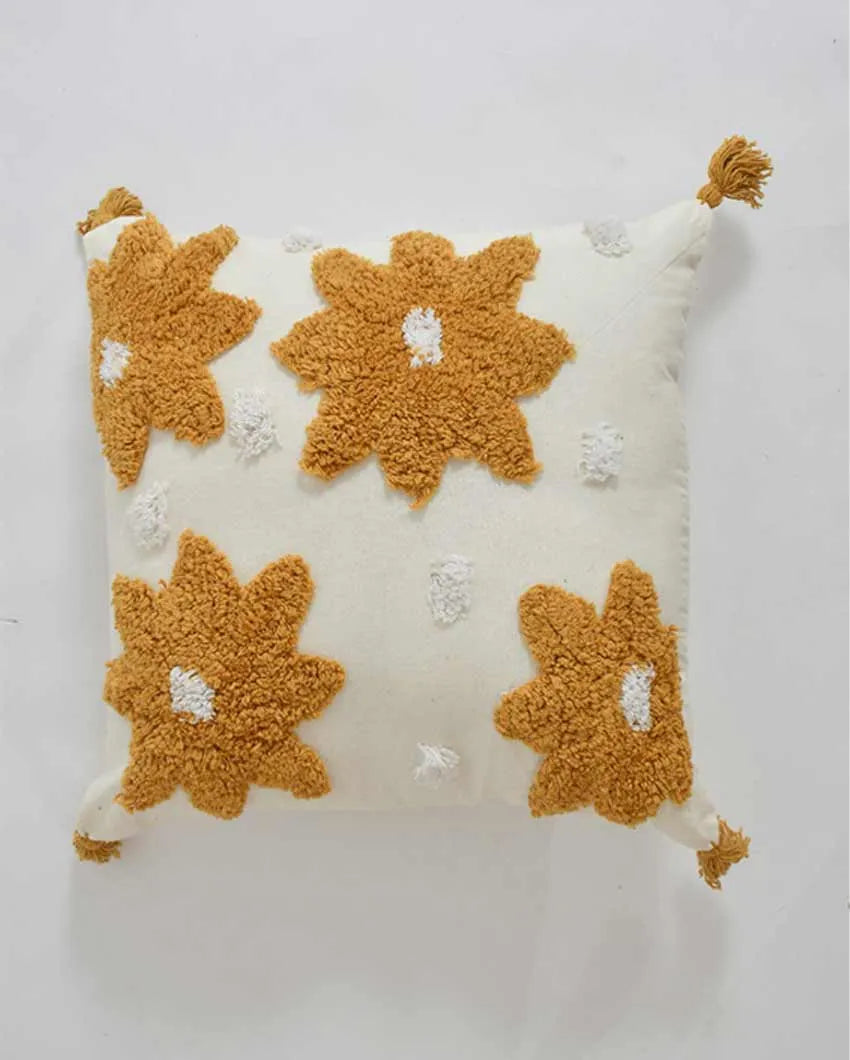 Flower Tufted Cushion Cover  | 16 x 16 inches | Set Of 2