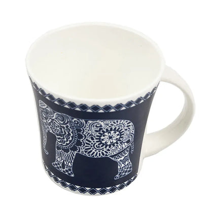 Fine Bone China  Majestic Elephant Design Tea Cups | Set of 6 | 160 ml | Multiple Colors Blue