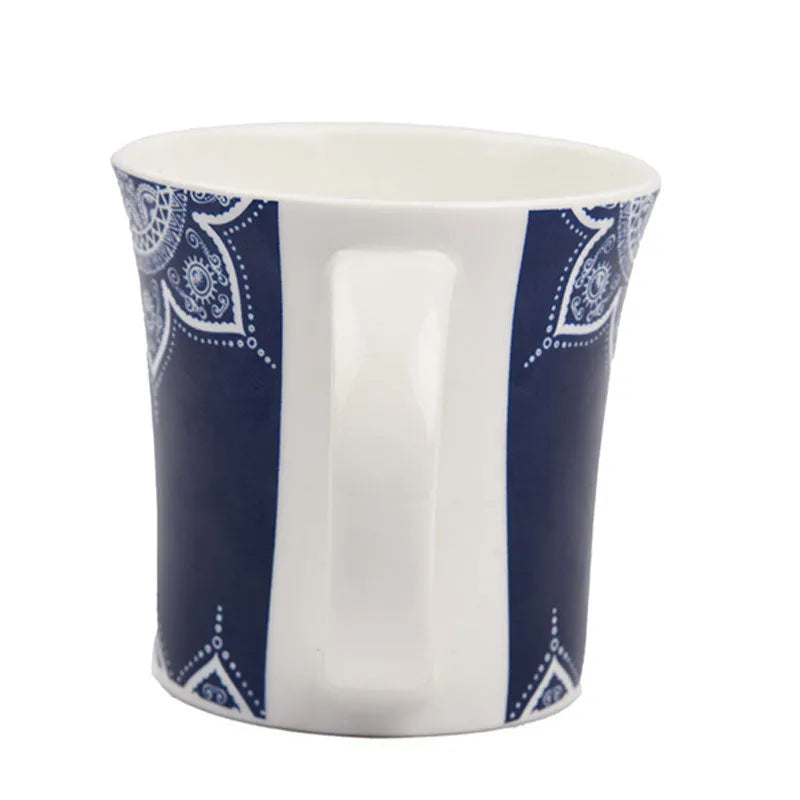 Fine Bone China  Cosmic Mehendi Tea Cups | Set of 6 | 160 ml | Multiple Colors Blue