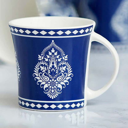 Indian Ceramic Handmade Blue Block Print Tea Cup | Set of 6 | 160 ML Default Title