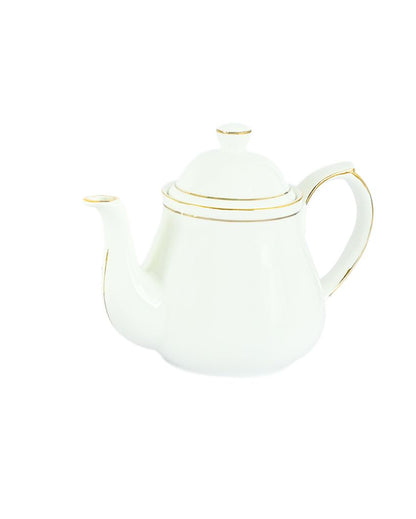 Gold Line Square Cut White Ceramic Tea Set | 13 Pieces | 200 ML