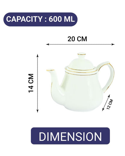 Double Gold Line Diamond Cut Ceramic Tea Set | 13 Pieces | 200 ML