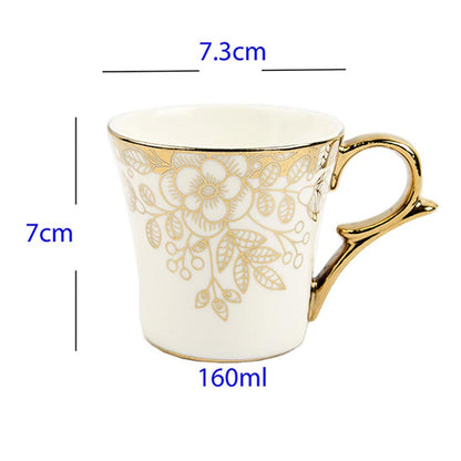 Fine Bone China Gold Floral Buds Leaves Tea Cups| Set of 6 | 160ML Default Title