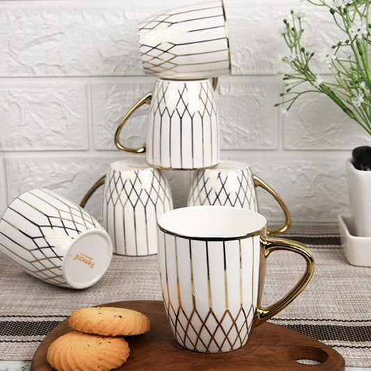 Golden Branch Pattern Fine Bone China Golden Tea Cups| Set of 6 | 160ML Default Title