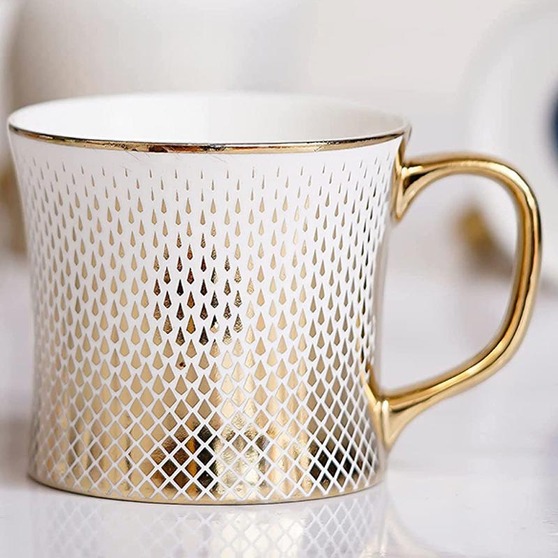 Indian Ceramic Fine Bone China Gradient Gold Line Tea Cups |  Set of 6 | 150 ML Default Title