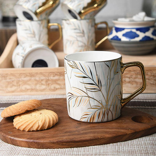 Fine Bone China Pastel Tropical Leaves Tea Cups| Set of 6 |  180ML Default Title