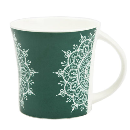 Fine Bone China  Eternal Circle Tea Cups | Set of 6 | 160 ml  | Multiple Colors Green