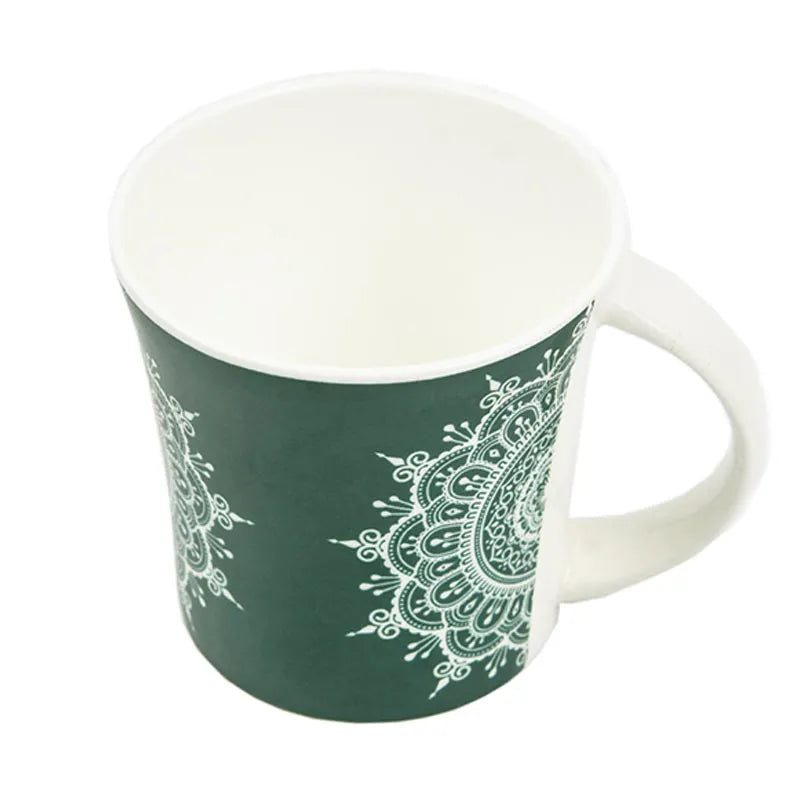 Fine Bone China  Eternal Circle Tea Cups | Set of 6 | 160 ml  | Multiple Colors Green