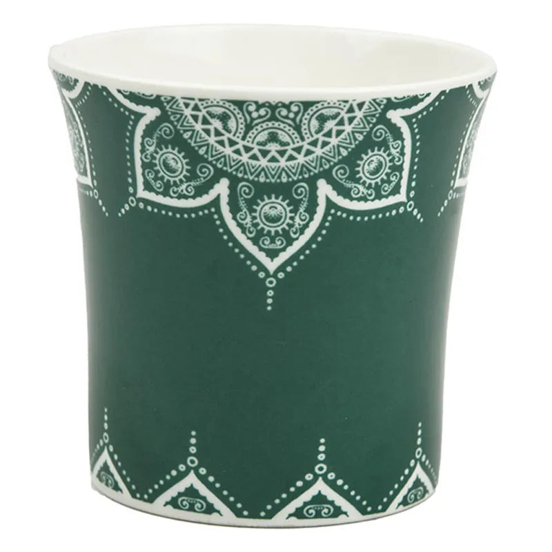 Fine Bone China  Cosmic Mehendi Tea Cups | Set of 6 | 160 ml | Multiple Colors Green