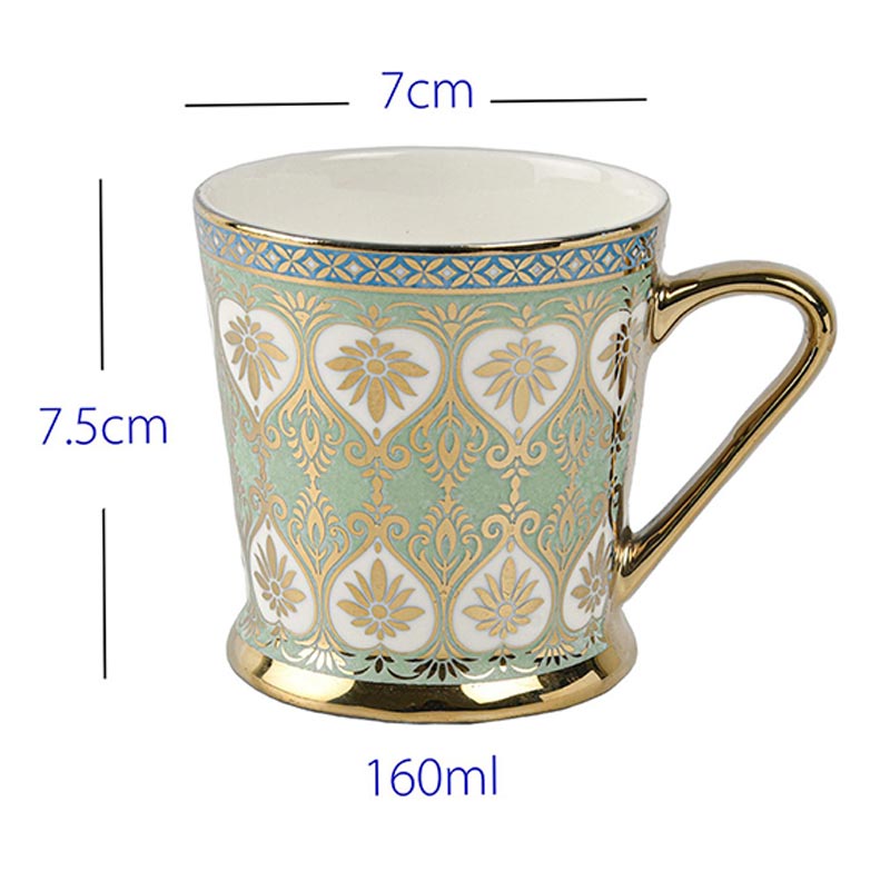 Golden Leaves Pattern Fine Bone China Golden Tea Cups | Set of 6 |160ML Default Title