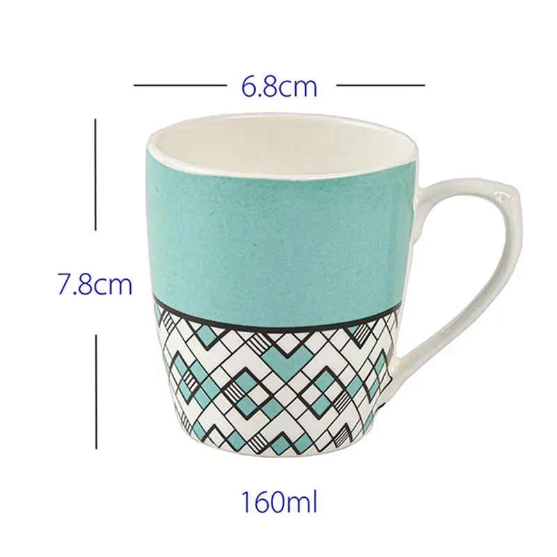 Seamless Square Pattern Fine Bone China Tea Cups | Set of 6 |160ML Default Title