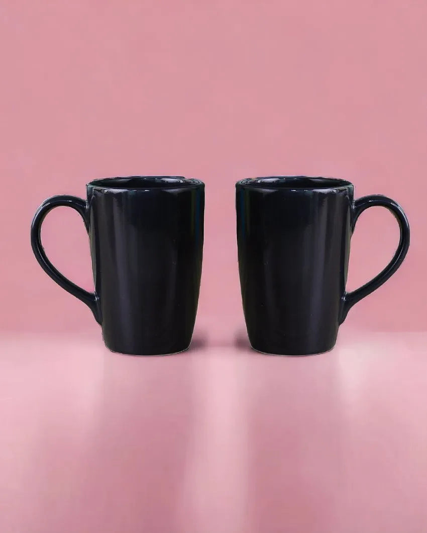 Stylish Ceramic Coffee Mugs | Set of 2 | 360 ML Black