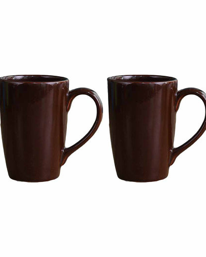 Stylish Ceramic Coffee Mugs | Set of 2 | 360 ML Brown