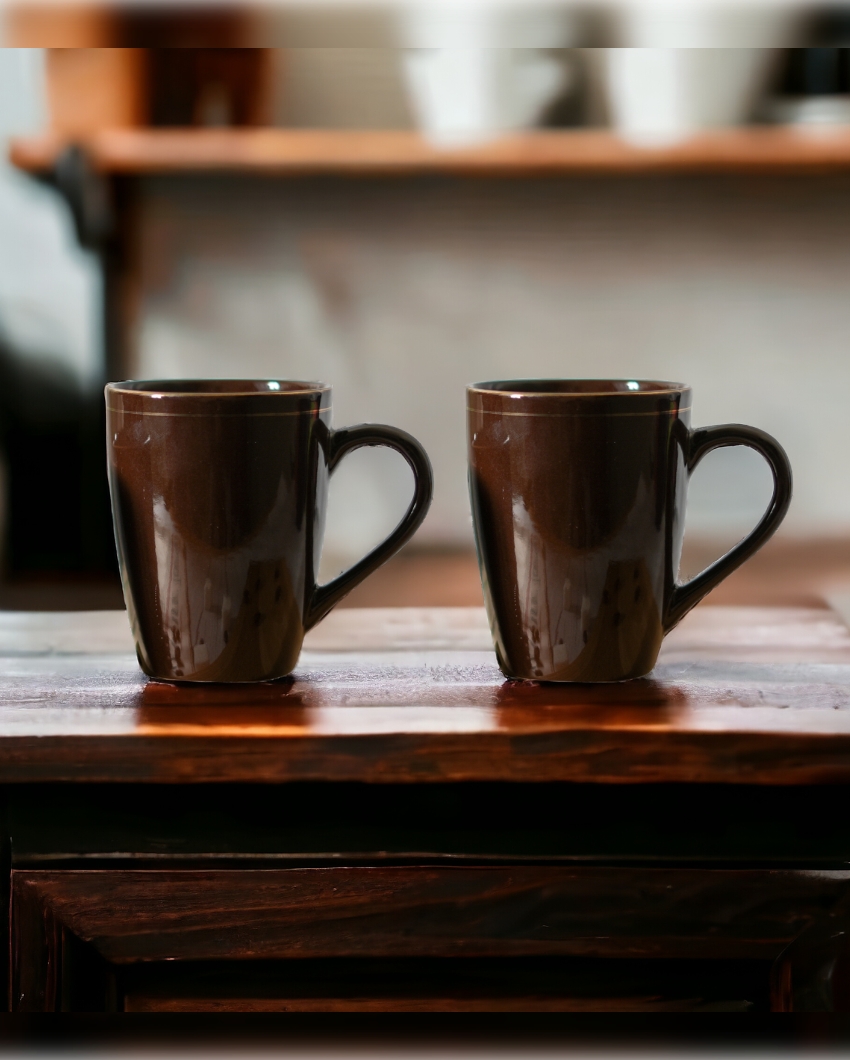 Gold Series Ceramic Coffee Mugs | Set of 2 | 360 Ml Brown