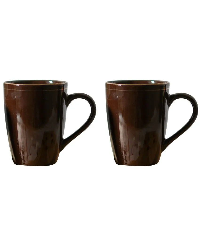 Gold Series Ceramic Coffee Mugs | Set of 2 | 360 Ml Brown