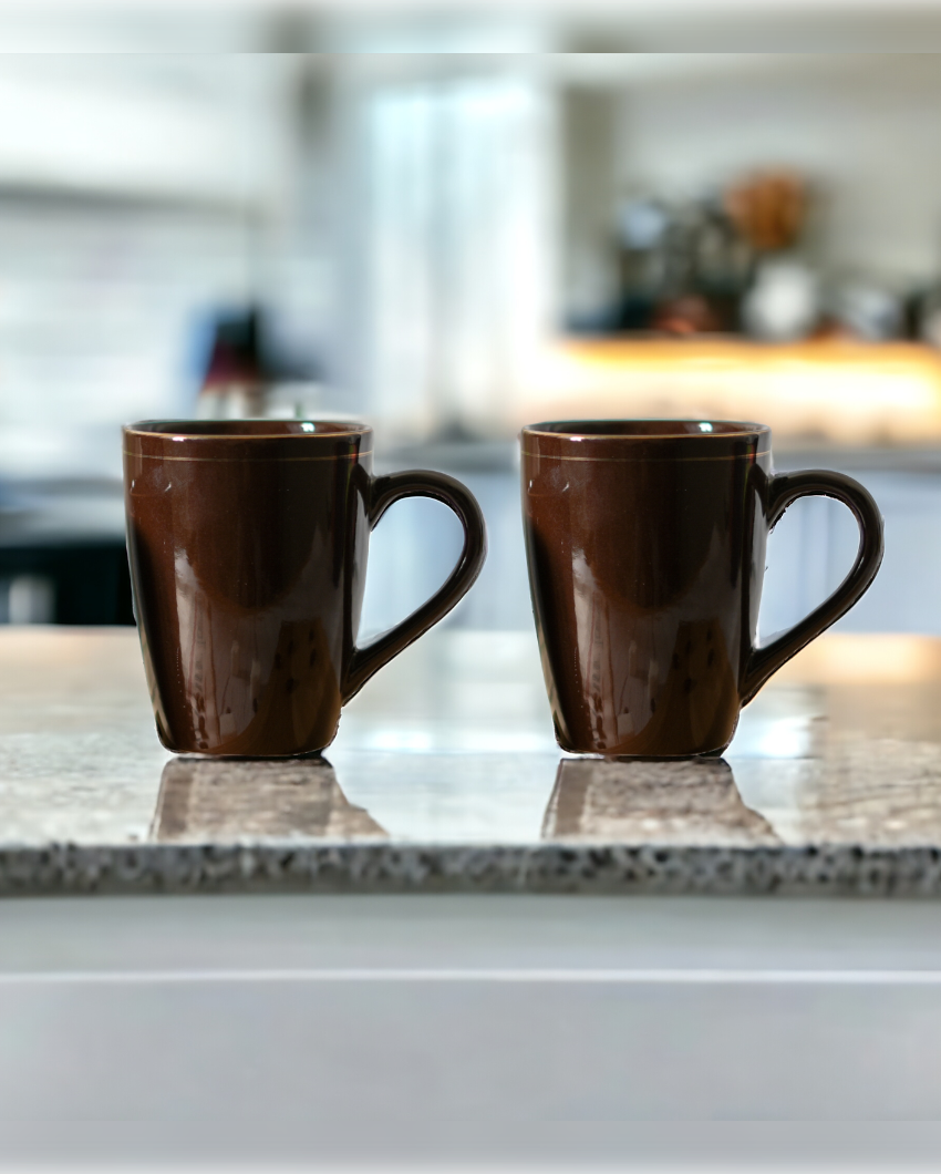 Gold Series Ceramic Coffee Mugs | Set of 2 | 360 Ml Brown