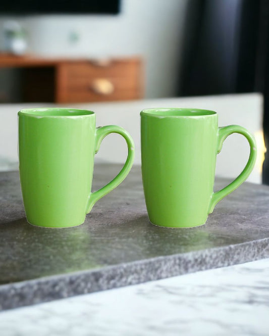 Stylish Ceramic Coffee Mugs | Set of 2 | 360 ML Green