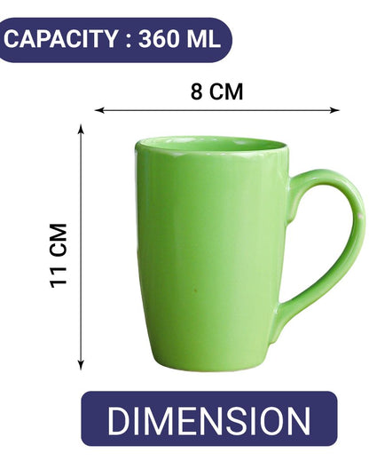 Stylish Ceramic Coffee Mugs | Set of 2 | 360 ML Green