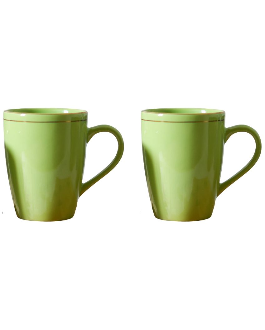 Gold Series Ceramic Coffee Mugs | Set of 2 | 360 Ml Green