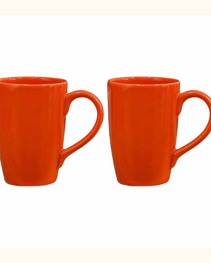 Stylish Ceramic Coffee Mugs | Set of 2 | 360 ML Orange