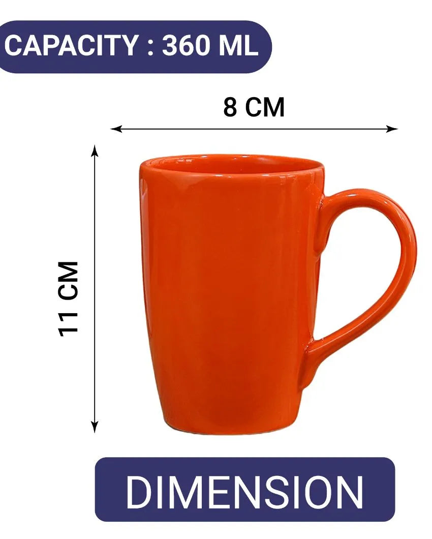 Stylish Ceramic Coffee Mugs | Set of 2 | 360 ML Orange