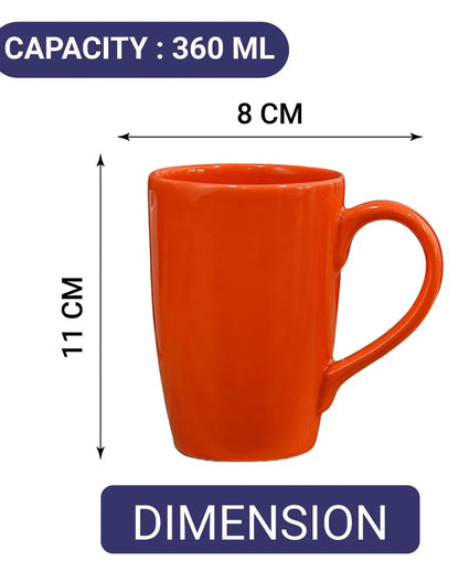 Stylish Ceramic Coffee Mugs | Set of 2 | 360 ML Orange