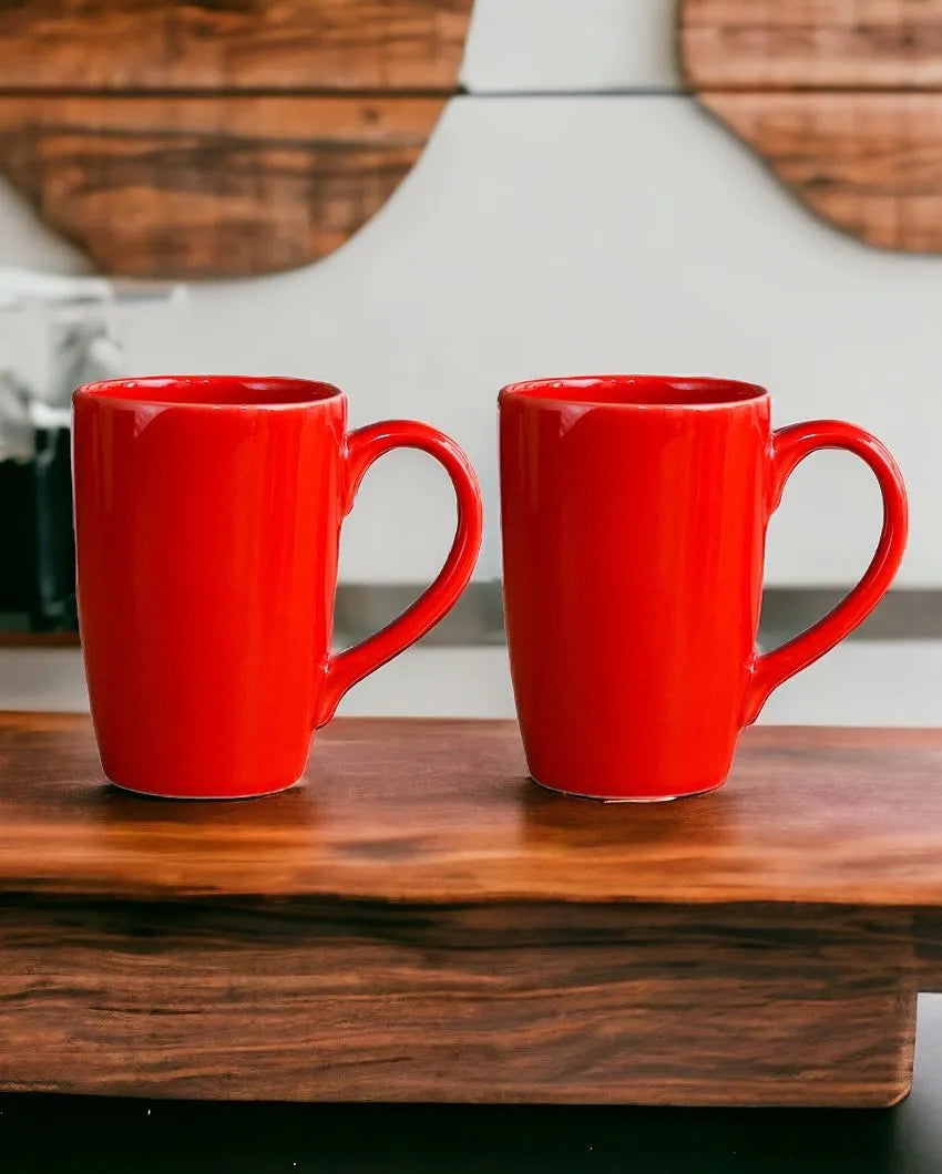 Stylish Ceramic Coffee Mugs | Set of 2 | 360 ML Red