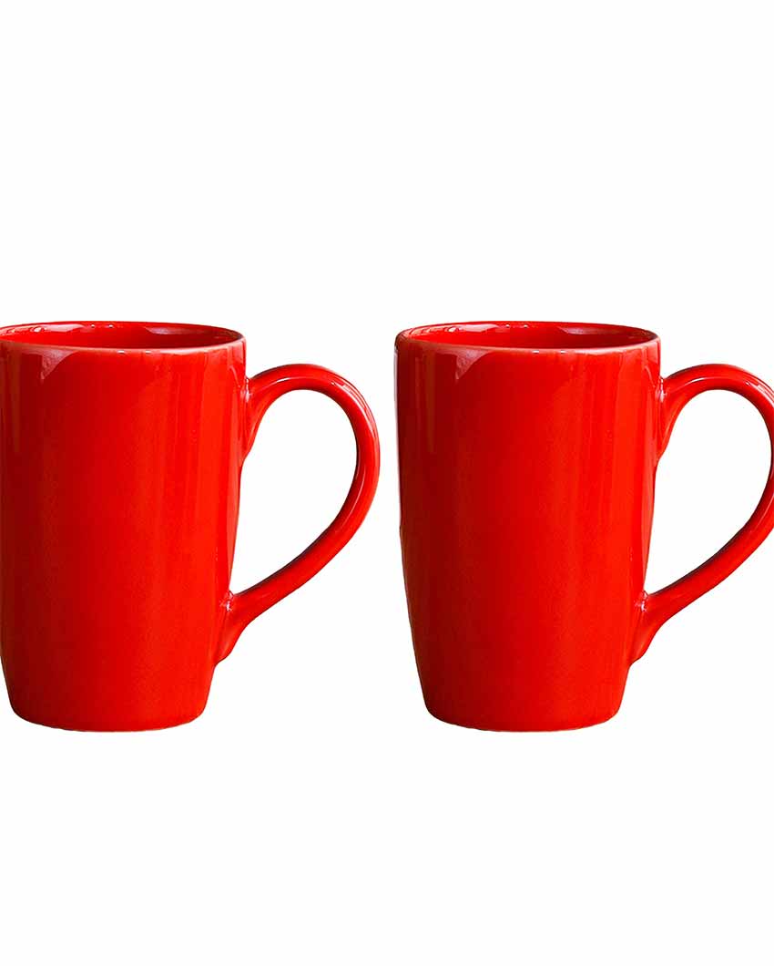 Stylish Ceramic Coffee Mugs | Set of 2 | 360 ML Red