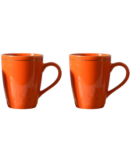 Gold Series Ceramic Coffee Mugs | Set of 2 | 360 Ml Red