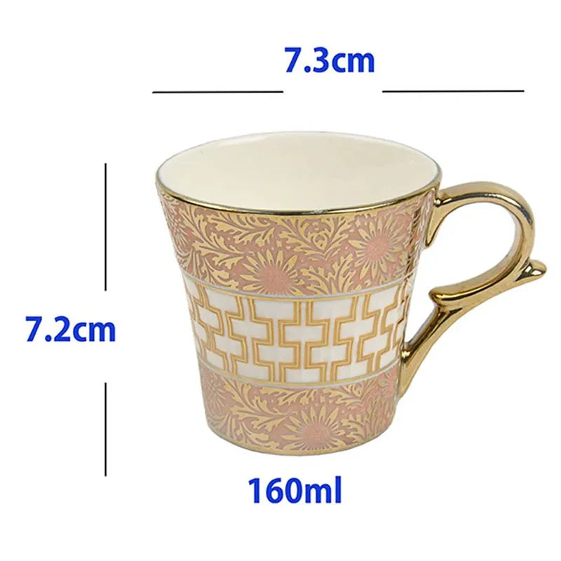 Fine Bone China Golden Daisy Finish Ceramic Tea Cups | Set of 6 | 160ML Default Title