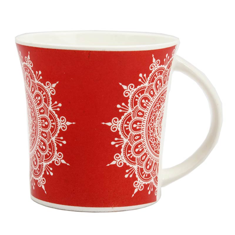 Fine Bone China  Eternal Circle Tea Cups | Set of 6 | 160 ml  | Multiple Colors Red