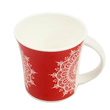 Fine Bone China  Eternal Circle Tea Cups | Set of 6 | 160 ml  | Multiple Colors Red