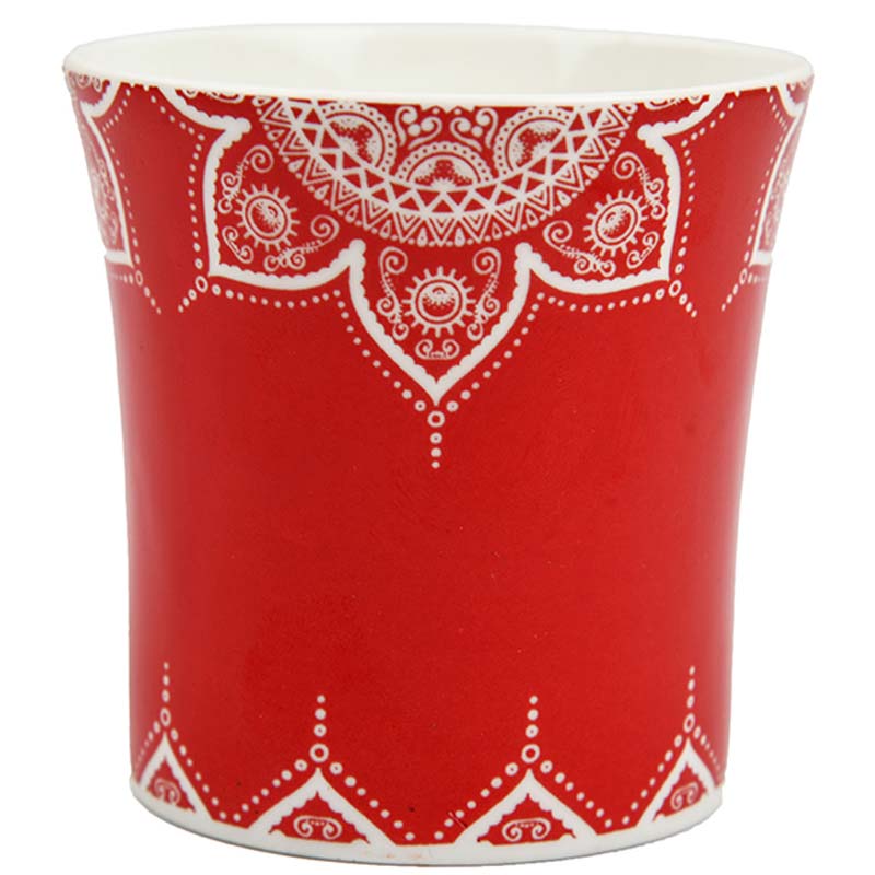 Fine Bone China  Cosmic Mehendi Tea Cups | Set of 6 | 160 ml | Multiple Colors Red