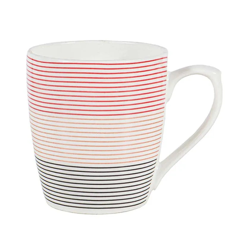 Symmetric Straight Multicolor Lines Fine Bone China Tea Cups | Set of 6 |  160ML Default Title