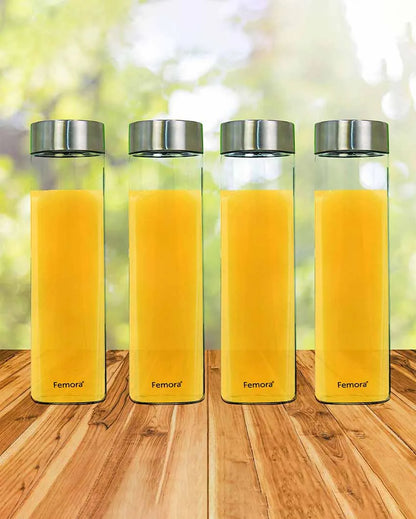 Wooden Lid Borosilicate Glass Water Bottle Durable | 1000Ml