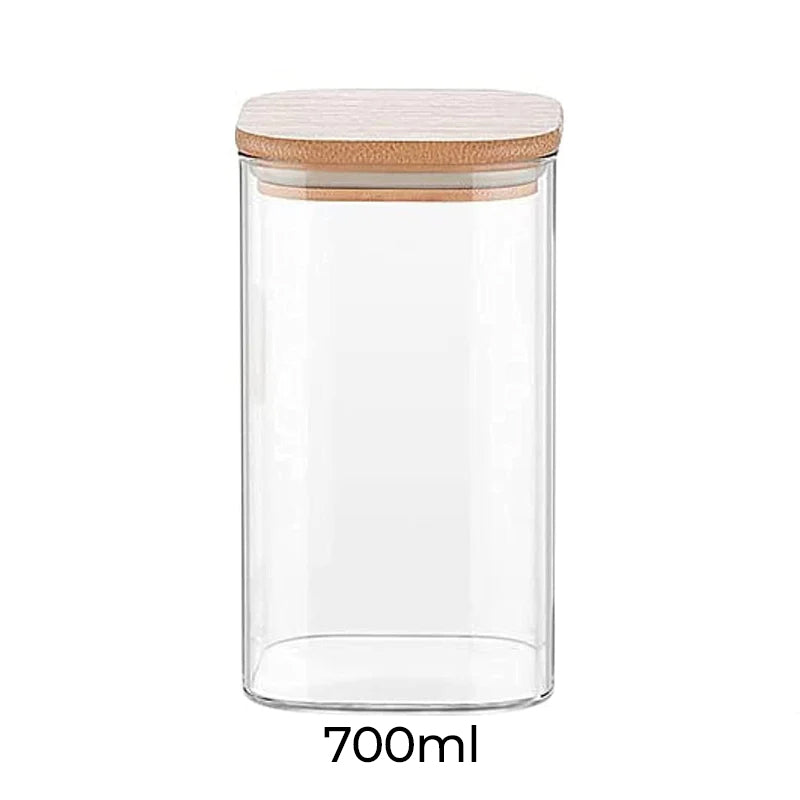 Glass Jar with Bamboo Air Tight Lid | 700 ml