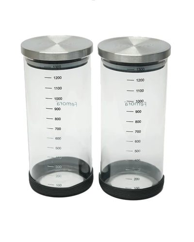 Versely Round Borosilicate Glass Jar for Kitchen Storage Containers with SS Lid | 1300ml Set Of 2