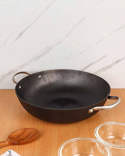 Non Stick Fry Pan, Wok With Kadai With Lid | Safe For All Cooktops