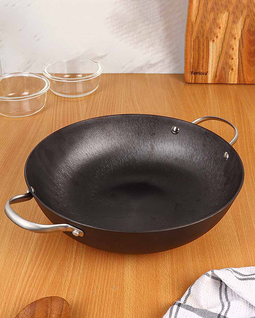 Non Stick Fry Pan, Wok With Kadai With Lid | Safe For All Cooktops