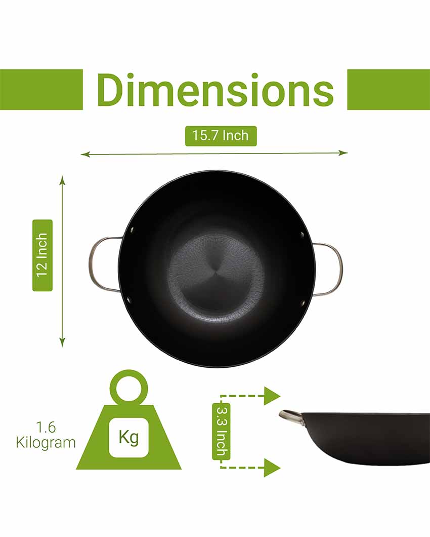 Non Stick Fry Pan, Wok With Kadai With Lid | Safe For All Cooktops
