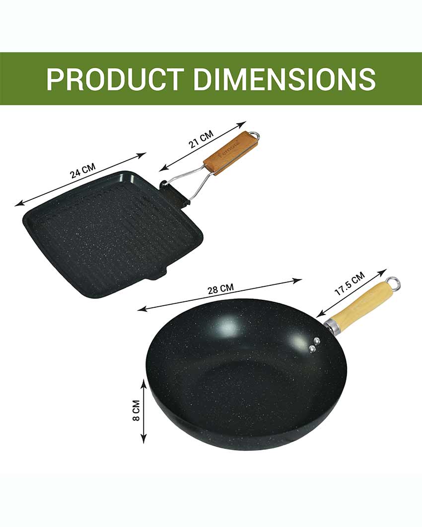 Versio 3 Layer Carbon Steel Non Stick 1 Wok 1 Pancake Pan | Safe For All Cooktops
