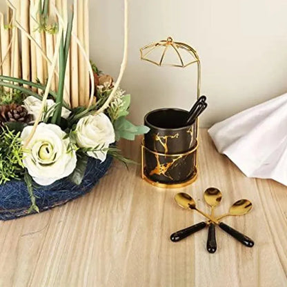 Decorative Ceramic Gold Spoon Holder