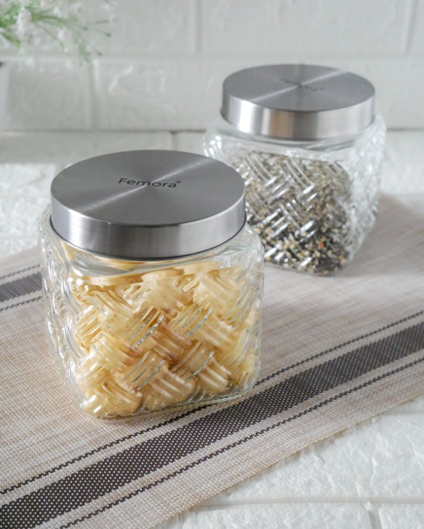 Crisp and Clean Square Glass Storage Jars | 650ml | 5 x 5 inches