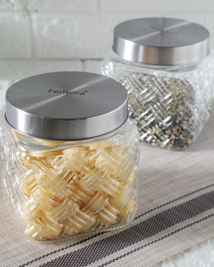 Crisp and Clean Square Glass Storage Jars | 650ml | 5 x 5 inches